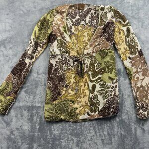 Top Dark Green Floral Sheer Fairy Goth Size Small